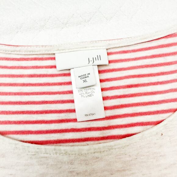 J. Jill Flower Printed Striped Back Graphic Tunic Top Size XL - Picture 2 of 4